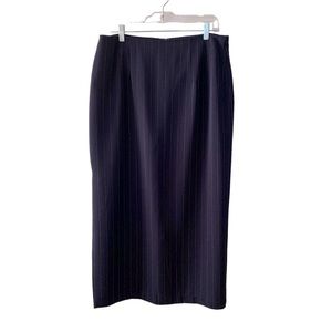 Classic Navy Pinstripe Midi Skirt